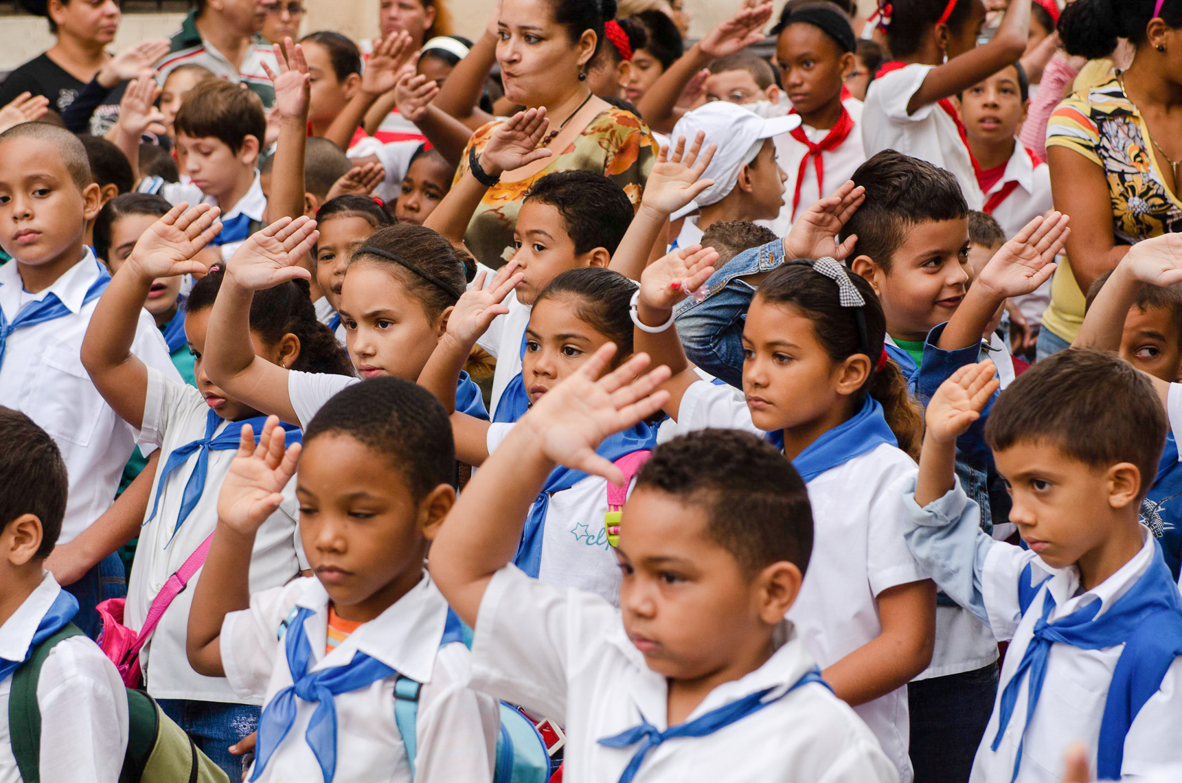 TP_1-96.  A salute to Fidel before school.  Hopefully no longer exists.  Havana, Cuba