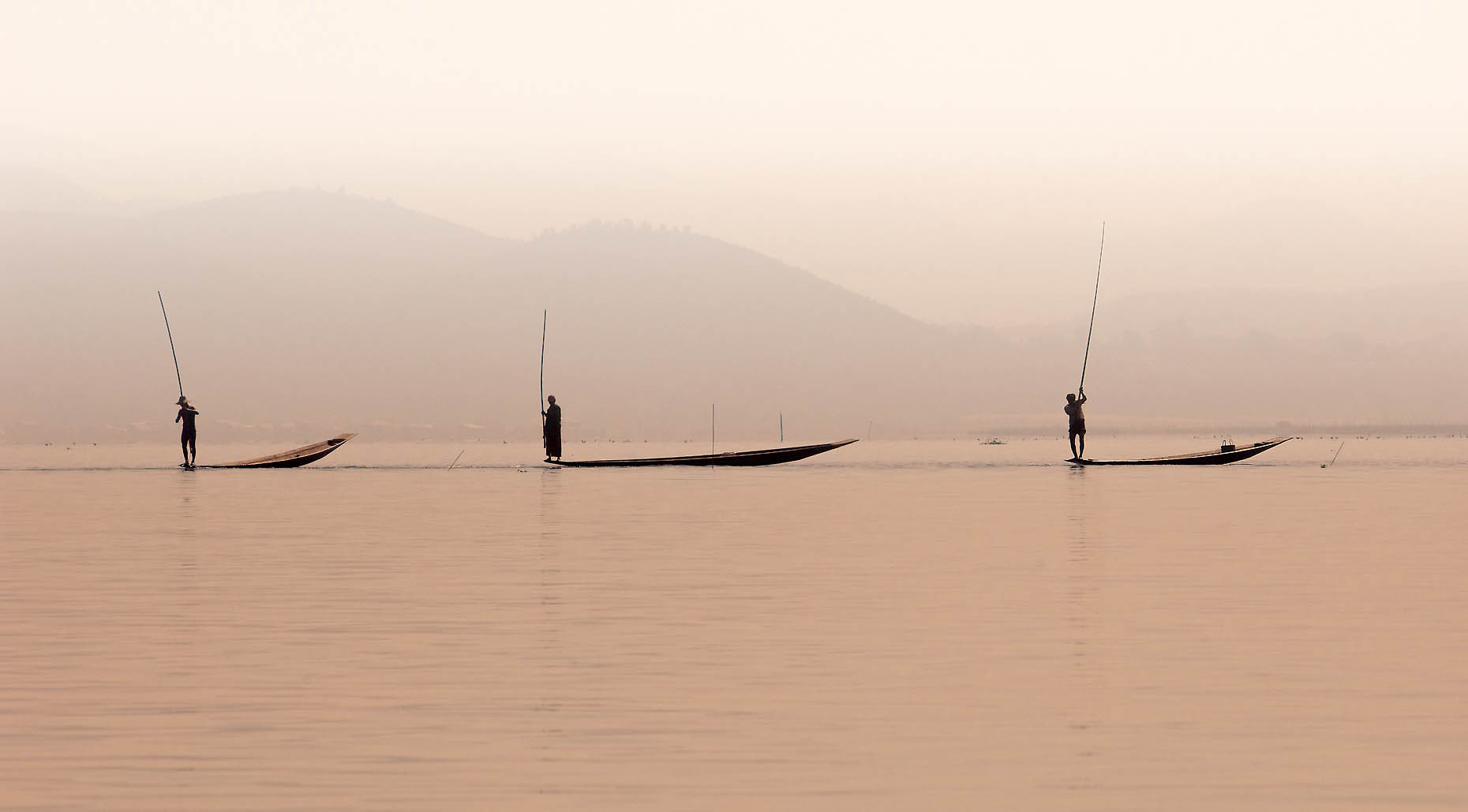   Fishing Trio. Inlay Lake, Myanmar